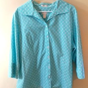 3/$23 Chico's Light Blue Button Down Long Sleeved
